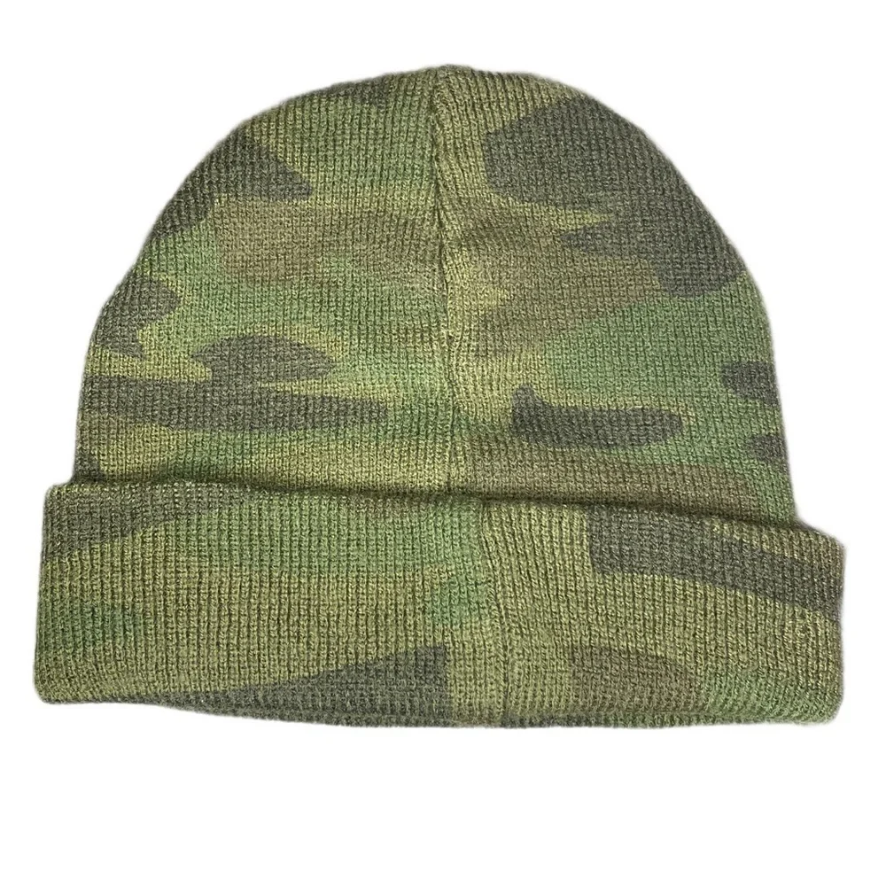Kids studded spike camouflage beanie warm folded cuffed camo